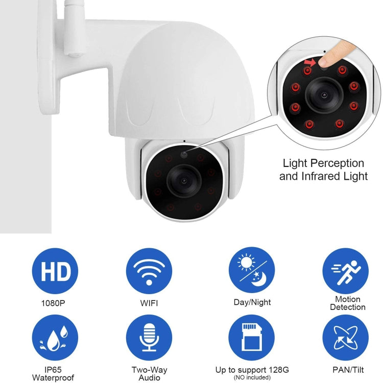 Tuya QX45 1080P Full HD IP65 Waterproof 2.4G Wireless IP Camera, Support Motion Detection & Two-way Audio & Night Vision & TF Card, AU Plug, Support Motion Detection Tuya QX45 1080P Full HD IP65 Waterproof 2.4G Wireless IP Camera, Support Motion Detection & Two-way Audio & Night Vision & TF Card, AU Plug, Support Motion Detection